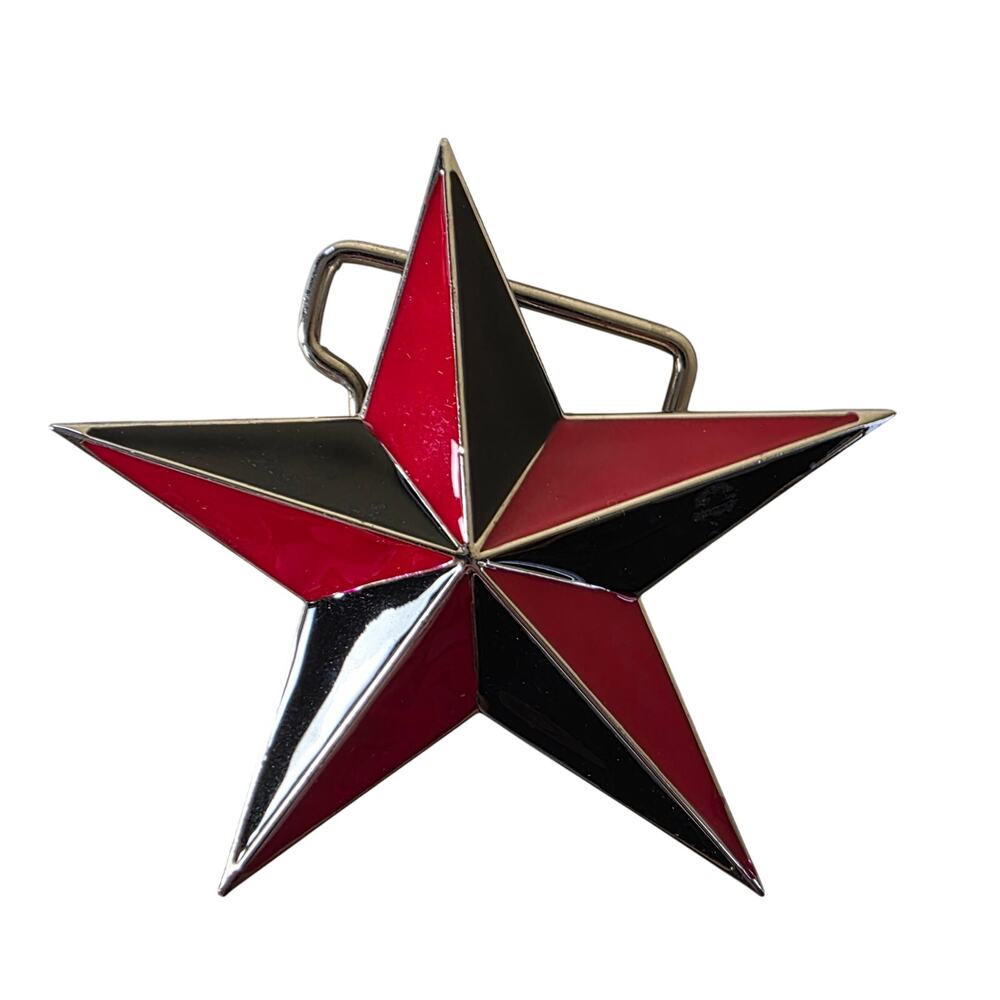 5 Point Star Red & Black belt Buckle